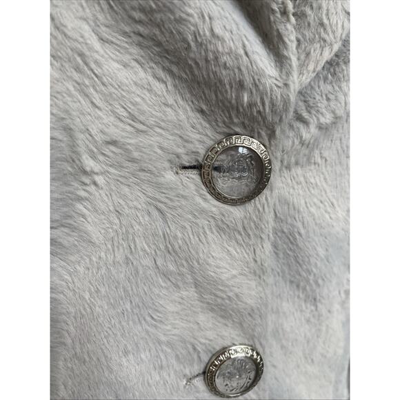 Future Ozbek Jacket Blazer Three button Faux Fur Gray Long Sleeve Notch 14 XL - Picture 5 of 10